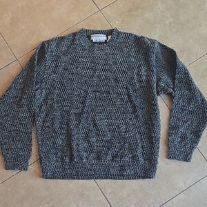 Jhane Barnes Black & White Marled Crewneck Pullover